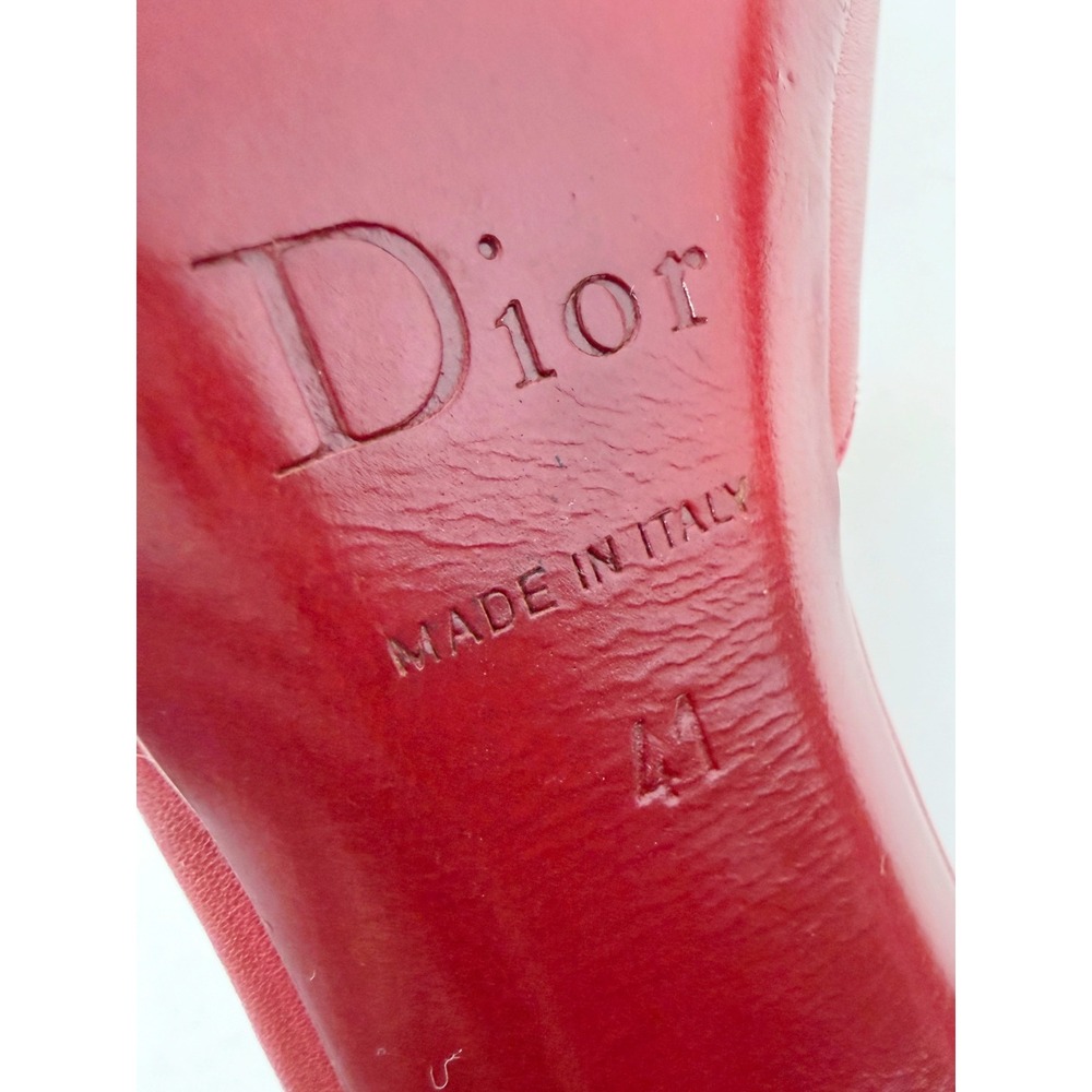 Dior Spring 2005 Red Leather Whipstitch CD Buckle dOrsay Block Heels 41 - Picture 9 of 12